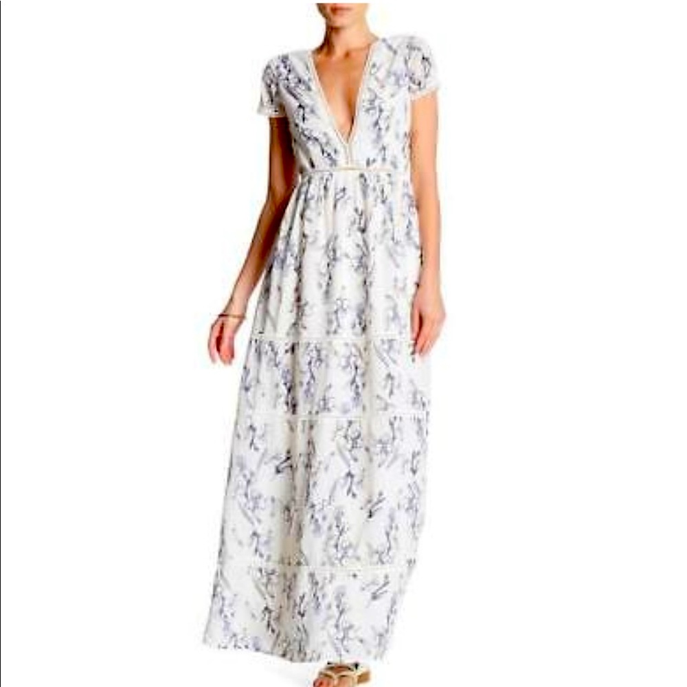 LUCCA COUTURE FLORAL PRINT MAXI DRESS